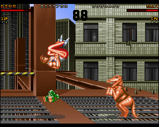 Ultimate Body Blows (Amiga CD32) screenshot: Max vs Dino