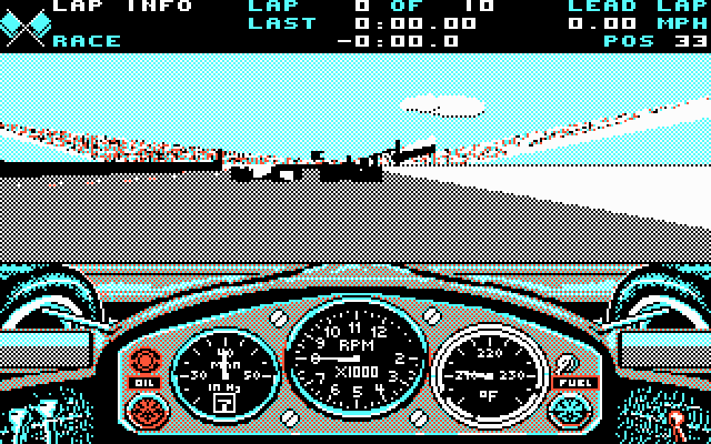 Indianapolis 500: The Simulation (DOS) screenshot: Racing... (MCGA)