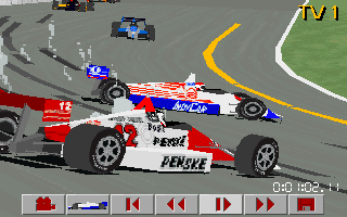 IndyCar Racing (DOS) screenshot: replay camera