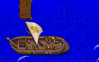 Ultima VII: Forge of Virtue (DOS) screenshot: The ship given to you by Lord British: The Golden Ankh