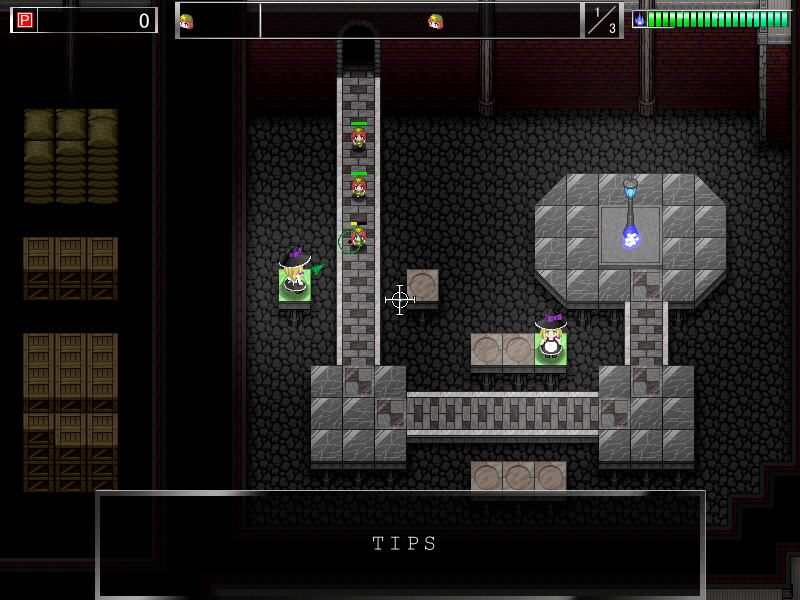 Touhou Danmaku Bouei (Windows) screenshot: Enemies find the shortest way to their goal.