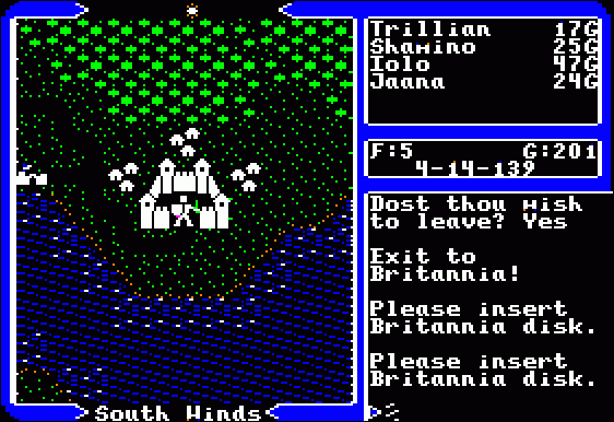 Ultima V: Warriors of Destiny (Apple II) screenshot: Outdoor travel.