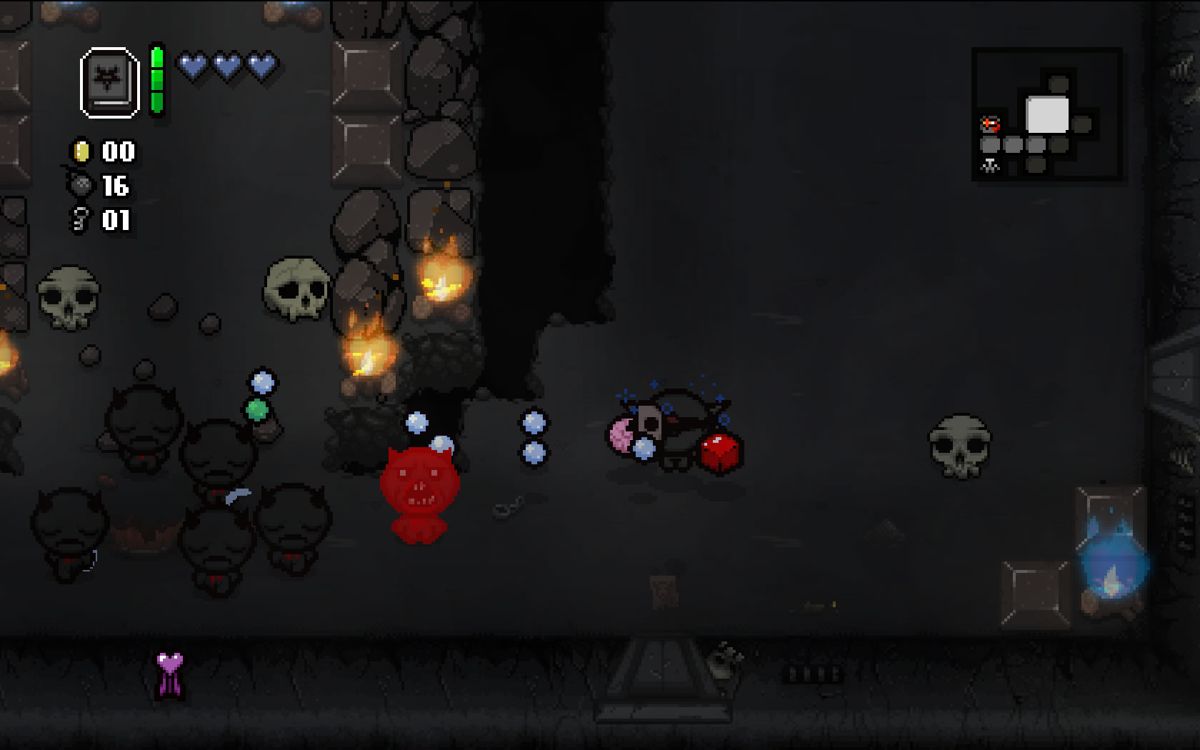 The Binding of Isaac: Rebirth (Windows) screenshot: Larger rooms have more enemies.