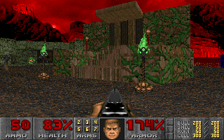 The Ultimate Doom (DOS) screenshot: More funky hell architecture
