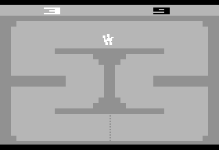 Indy 500 (Atari 2600) screenshot: The game in black and white mode