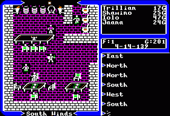 Ultima V: Warriors of Destiny (Apple II) screenshot: Tossin' back a few at the tavern.
