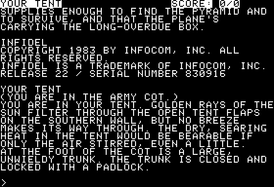 Infidel (Apple II) screenshot: Starting location