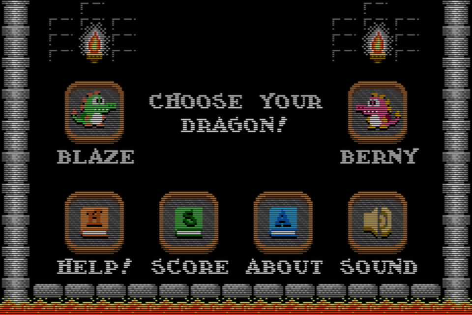 Dragon Panic (iPhone) screenshot: Select from options or start the game