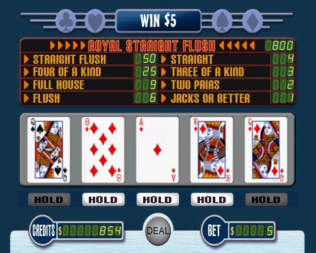Hard Rock Casino (PlayStation 2) screenshot: The Video Poker in the Hard Rock Casino is Jacks or better