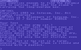 Infidel (Commodore 64) screenshot: The starting location