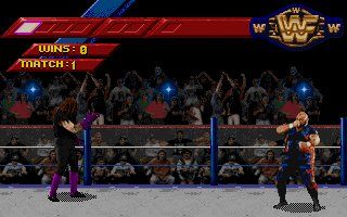 WWF WrestleMania (DOS) screenshot: The Undertaker makes his way to the ring to face Bam Bam Bigelow!