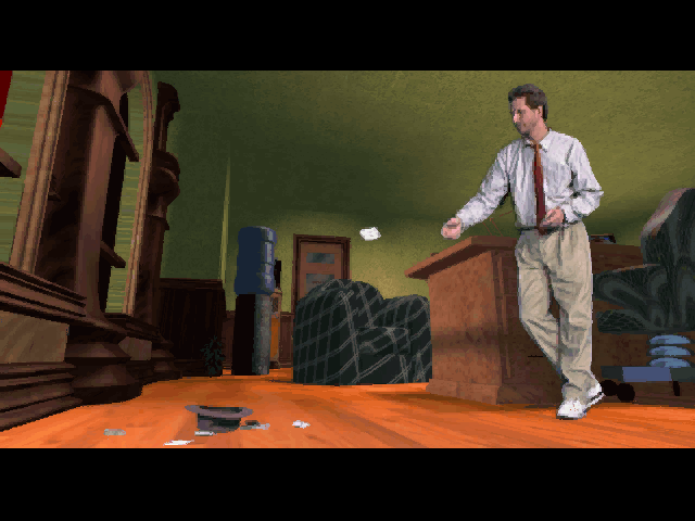 Under a Killing Moon (DOS) screenshot: Tex Murphy, hard at work