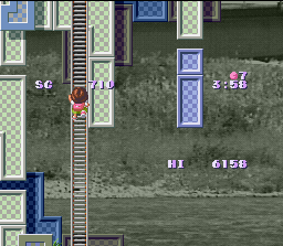 Umihara Kawase (SNES) screenshot: Ladders are another way of moving up the level.
