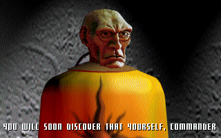 Inferno (DOS) screenshot: Briefings take place in the Emperor's chamber!