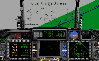 F-16 Combat Pilot (Amiga) screenshot: Intercepting three MIGs