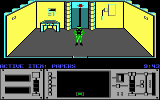 Infiltrator II (DOS) screenshot: Infiltrating inside one of the buildings