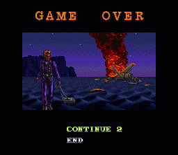 U.N. Squadron (SNES) screenshot: Game Over, but you can continue