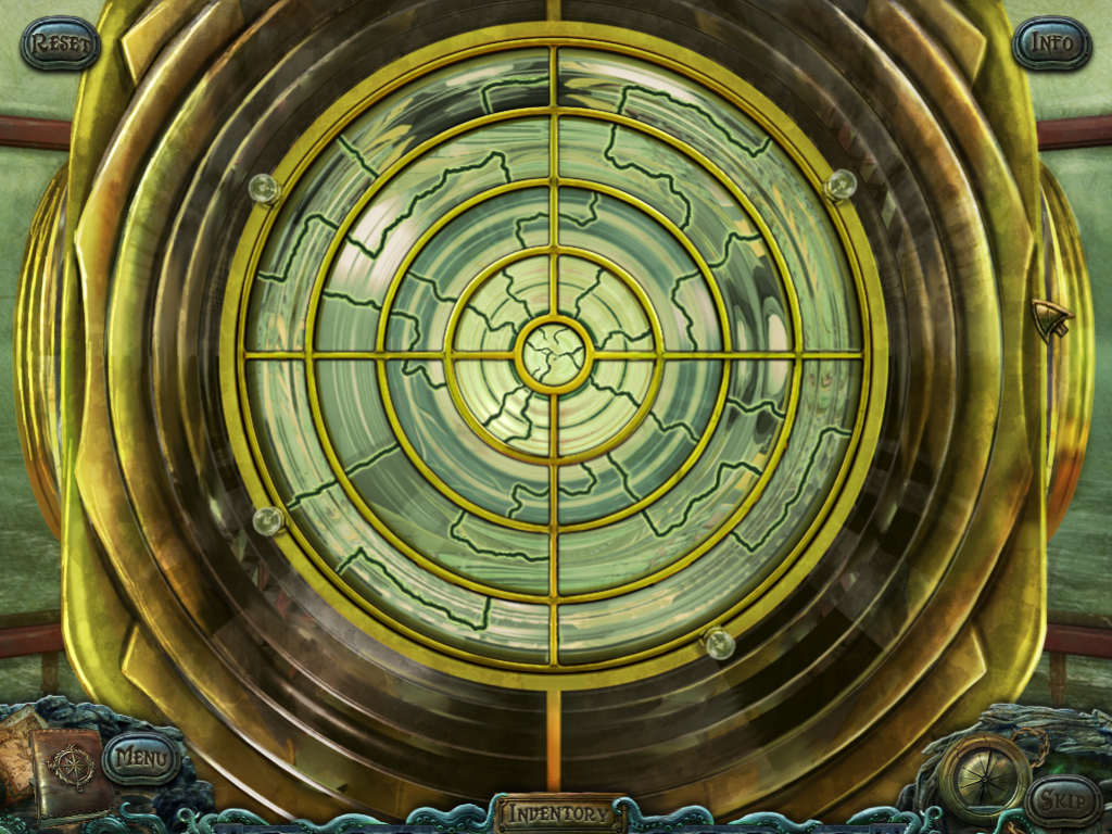 Small Town Terrors: Pilgrim's Hook (Windows) screenshot: Another mini-game. Turn the rings so there is a line from the center soot running to each of the four little lights at the outer edges.