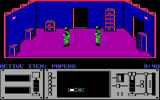 Infiltrator II (DOS) screenshot: Make sure that the guards don't get you.