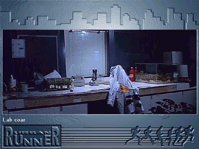 Urban Runner (Windows 3.x) screenshot: Exploring a secret lab.