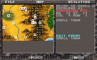 Unlimited Adventures (DOS) screenshot: Overworld map editor