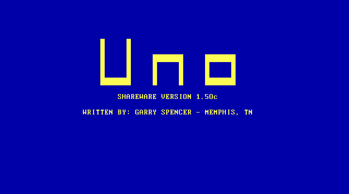 Uno (DOS) screenshot: Opening Screen