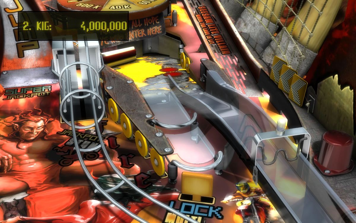 Marvel Pinball: Vengeance and Virtue (Windows) screenshot: <i>Ghost Rider</i> - Close-up of the reversed right flipper.