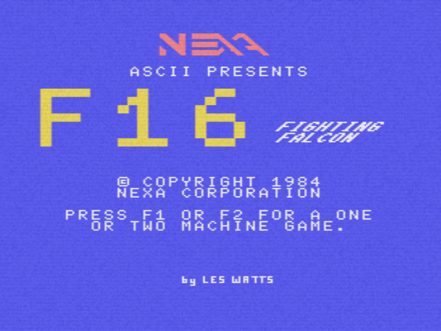 F16 Fighting Falcon (MSX) screenshot: Title screen