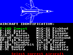 Project Stealth Fighter (ZX Spectrum) screenshot: Copy protection