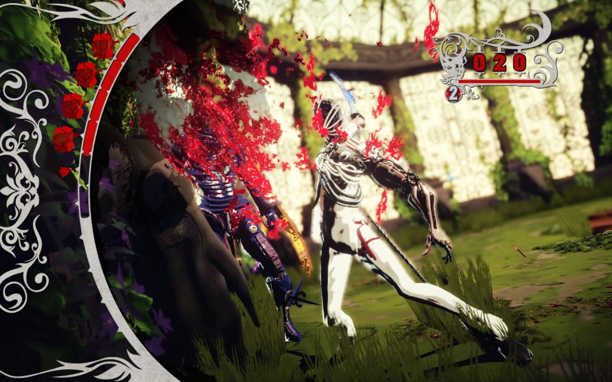 Killer Is Dead (Windows) screenshot: When the opportunity arises, use adrenaline burst to cut your opponent in half.