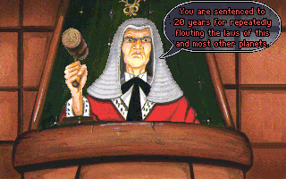 Innocent Until Caught (DOS) screenshot: Unfortunately, the judge doesn't think so.