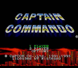 Captain Commando (SNES) screenshot: Title/Options