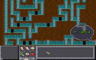 Innocent Until Caught (DOS) screenshot: A labyrinth scene: Jack and his buddy Narm are escaping from prison.