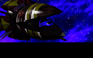 Innocent Until Caught (DOS) screenshot: Rendered scene: Jack's spaceship being caught.