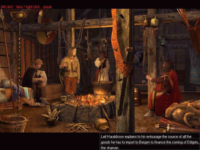 Vikings (Windows) screenshot: The Game Starts in Leif Haraldsson's Home