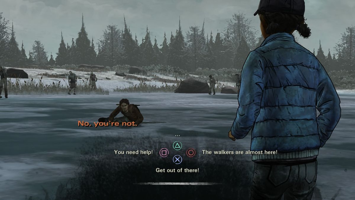 The Walking Dead: Season Two (PlayStation 4) screenshot: Episode 5 - Luke's in trouble