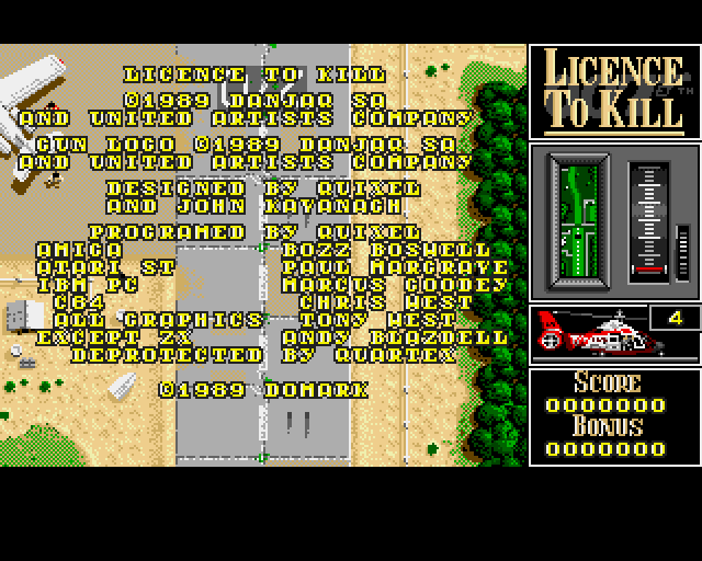 007: Licence to Kill (Amiga) screenshot: Credits