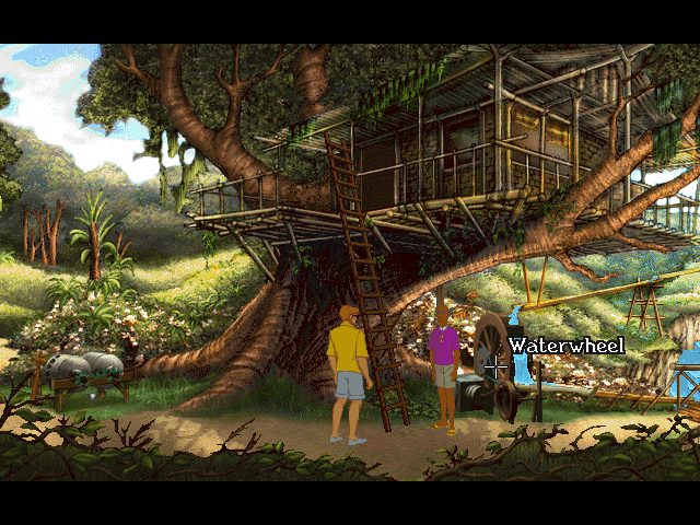 Broken Sword: The Smoking Mirror (Windows) screenshot: There are all kinds of people to meet in a jungle
