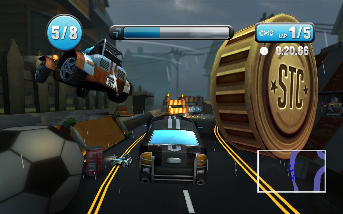 Super Toy Cars (Windows) screenshot: Optionally collect coins while racing for additional credits.