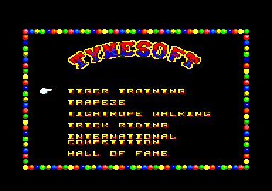 Circus Games (Amstrad CPC) screenshot: Select what to perform