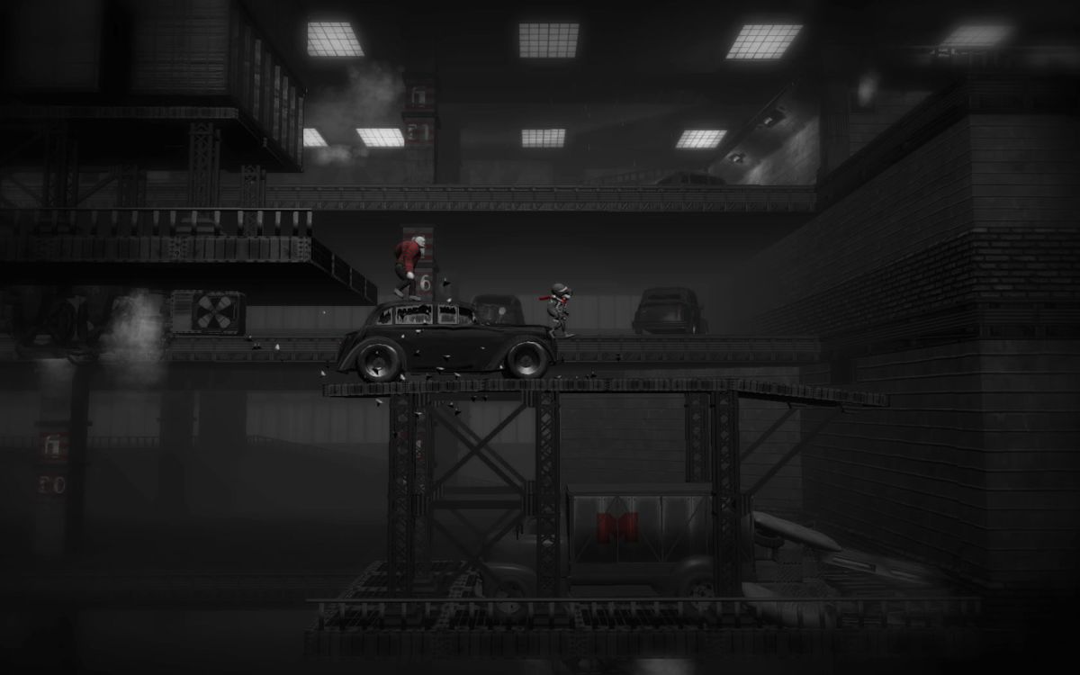 Monochroma (Windows) screenshot: Another chase sequence