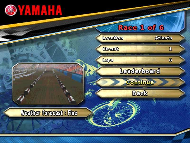 Yamaha Supercross (Windows) screenshot: Track selection