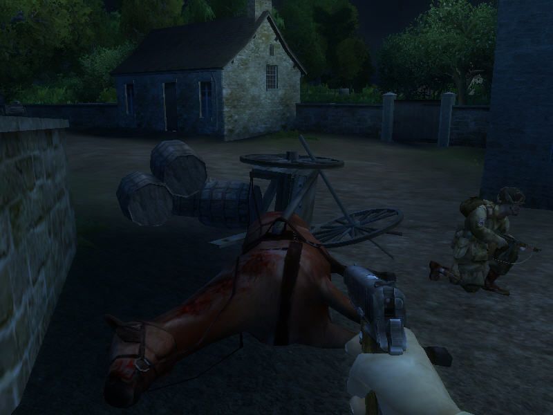 Brothers in Arms: Road to Hill 30 (Windows) screenshot: Dead horse.