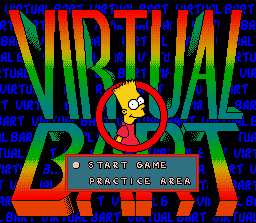 Virtual Bart (SNES) screenshot: Title screen / Main menu.
