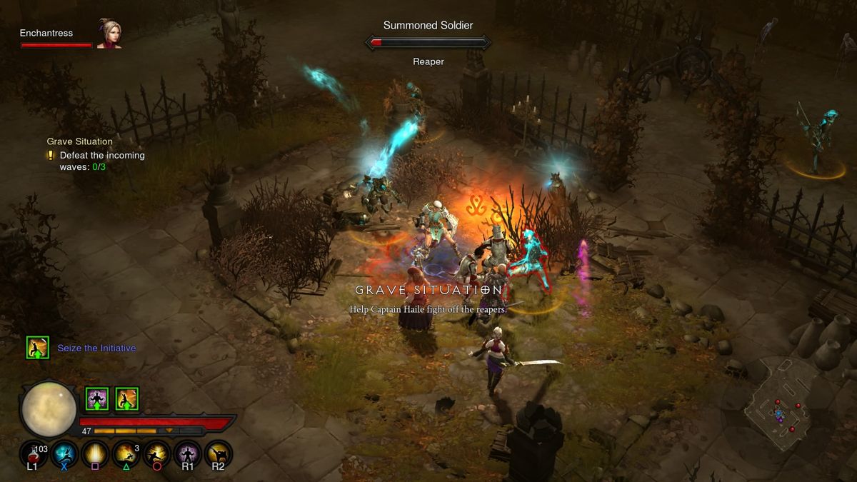Diablo III: Reaper of Souls - Ultimate Evil Edition (PlayStation 4) screenshot: Reaper of Souls - We have a grave situation at the cemetery, no pun intended