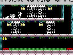 Bruce Lee (ZX Spectrum) screenshot: Hit the ground so enemies won't see you