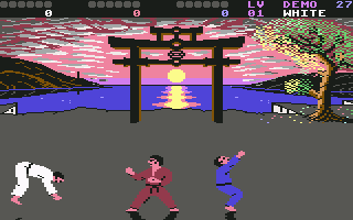 Chop N' Drop (Commodore 64) screenshot: The fight begins