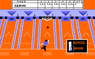 10th Frame (Amstrad CPC) screenshot: Bowling...