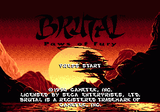 Brutal: Paws of Fury (Genesis) screenshot: Title screen