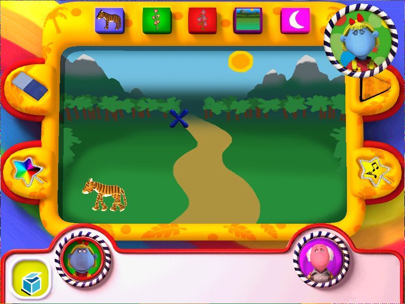 Toybox Games Collection (Windows) screenshot: Jungle Maker is a picture making game. Each Tweenie has their own set of backgrounds and animals but the basic game screen is the same for all